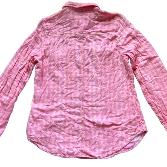 Maurices pink & orange plaid checkered long sleeve button down shirt - Picture 9 of 14